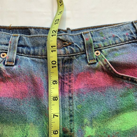 Vintage Levi's 550 Jean Denim Shorts Men 32‎ (31) USA Orange Tab Painted Altered - Picture 11 of 12